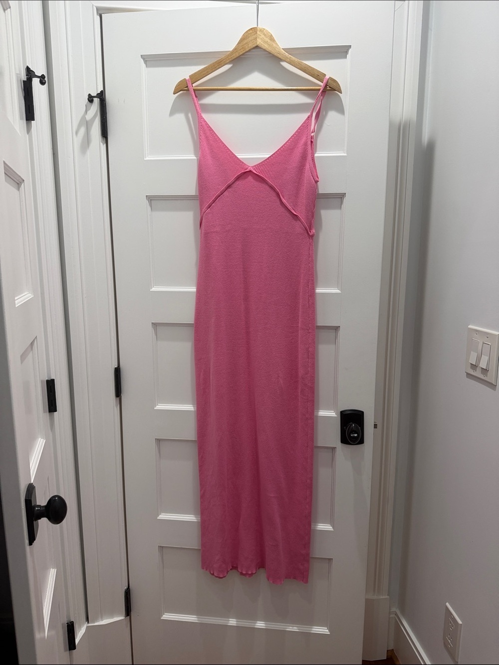 Zulu & Zephyr Pink V-Neck Spaghetti Strap Knit Maxi dress